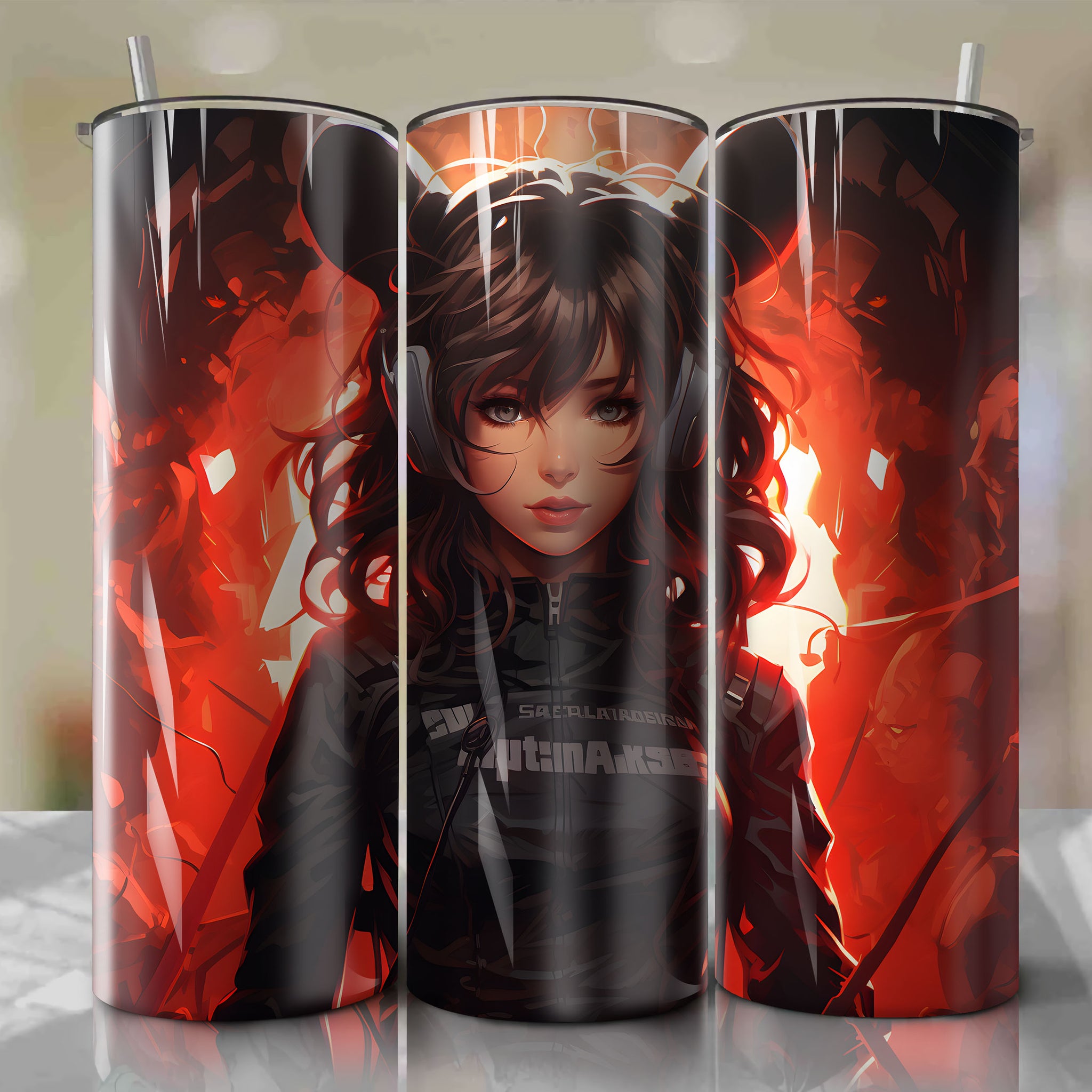 Tumbler Wrap - 20 oz Straight Tumblers | Bunny Girl Senpai Crack Design | 3D Illustration