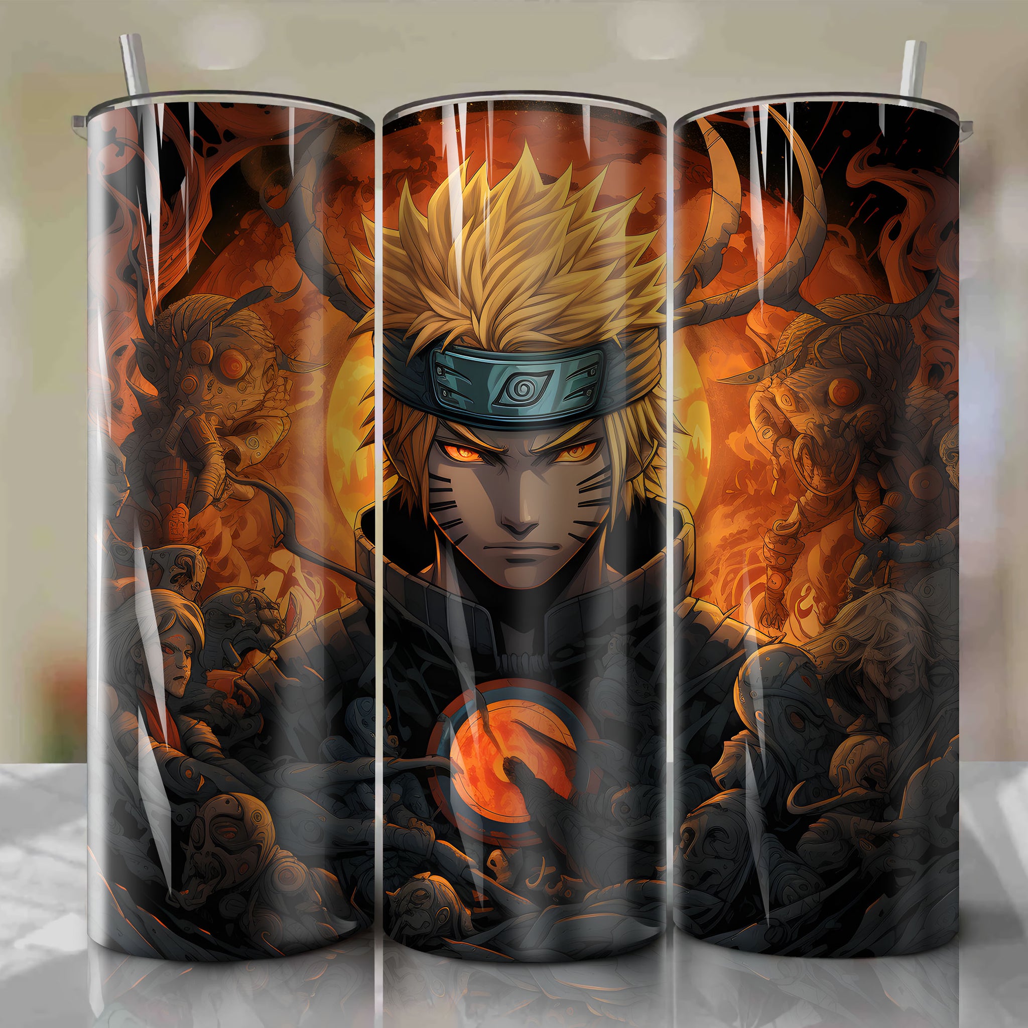 Naruto Uzumaki Nine-Tails Chakra Mode Tumbler Wrap 20oz Straight Tumbler PNG Digital Download