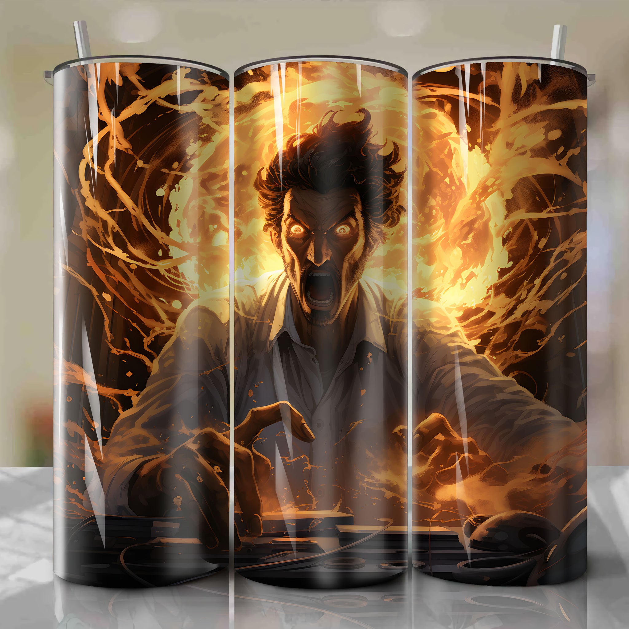 Steins;Gate Inspired Tumbler Wrap | Time-Travel 3D Illustration