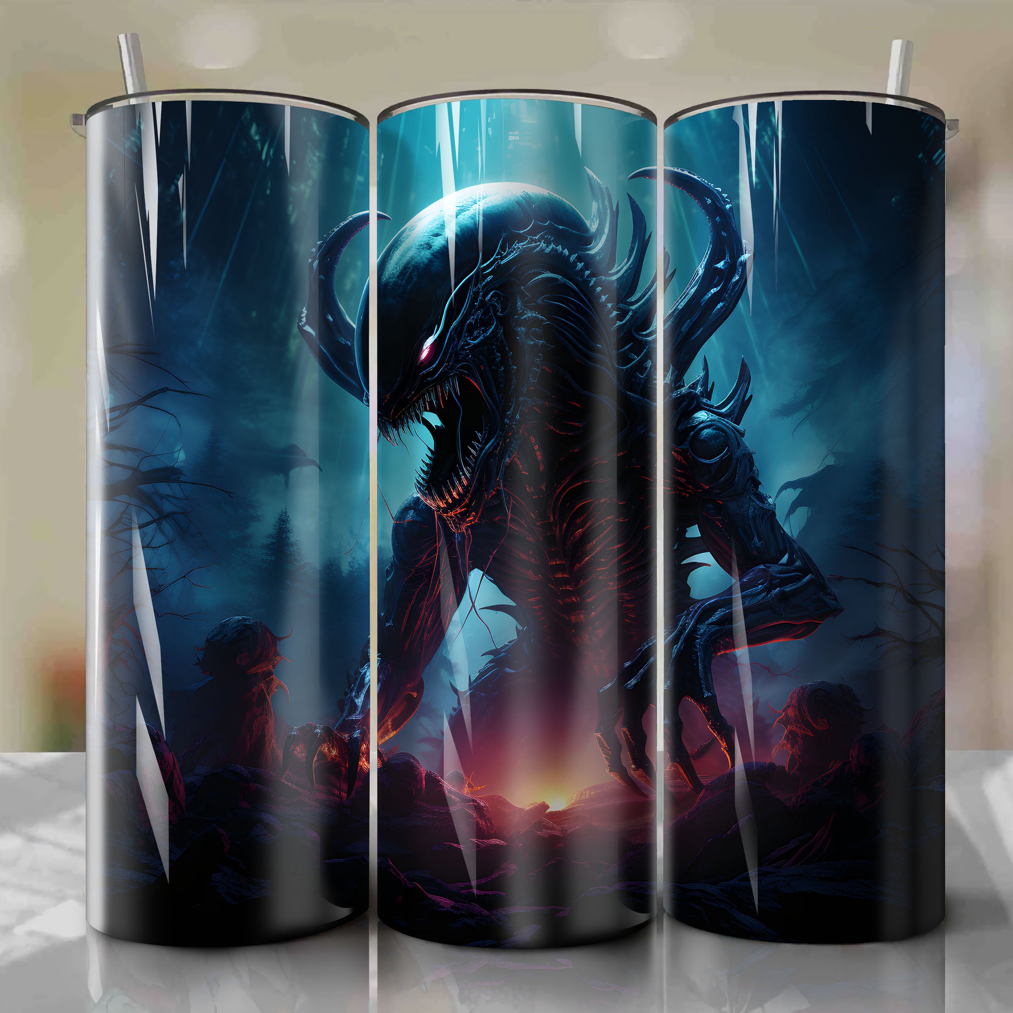 Tumbler Wrap for 20 oz Straight Tumblers - Xenomorph Alien Design for Intense Sci-Fi Vibe