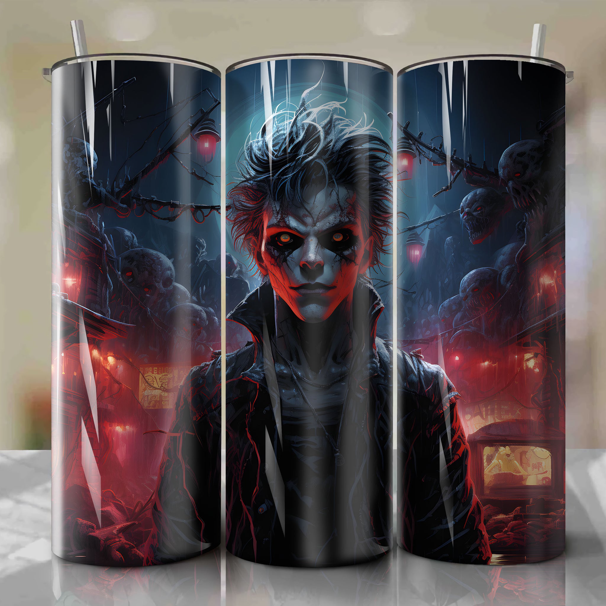 Tumbler Wrap - 20 oz Straight Tumbler - Nocturnal Santa Carla Boardwalk - Vampiric Horror Design - 80s Inspired - Digital PNG Product