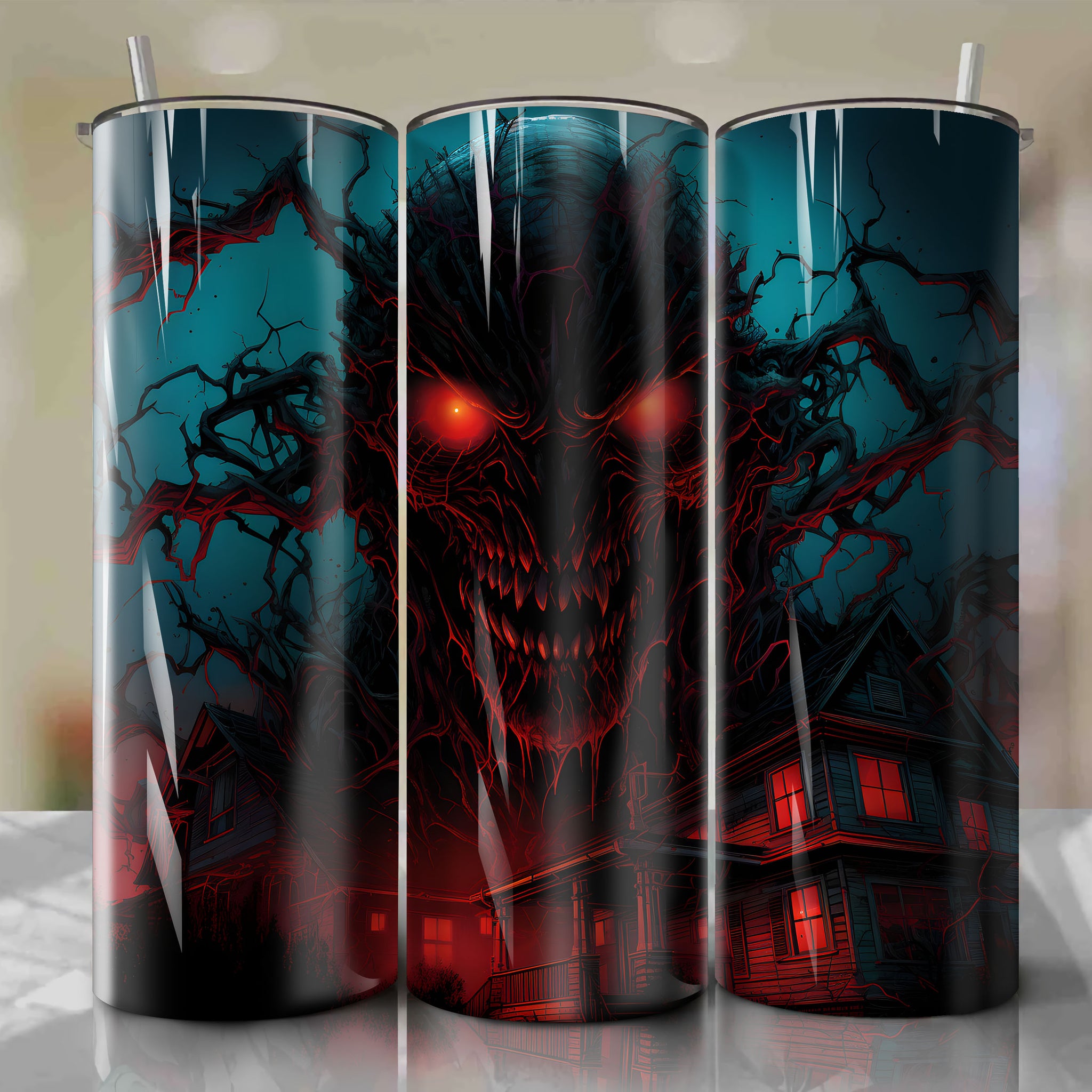 Tumbler Wrap for 20 oz Straight Tumblers - Nightmare on Elm Street 2 Freddy's Revenge Close-Up Fear Twisted Face Intense Psychological Horror Scene