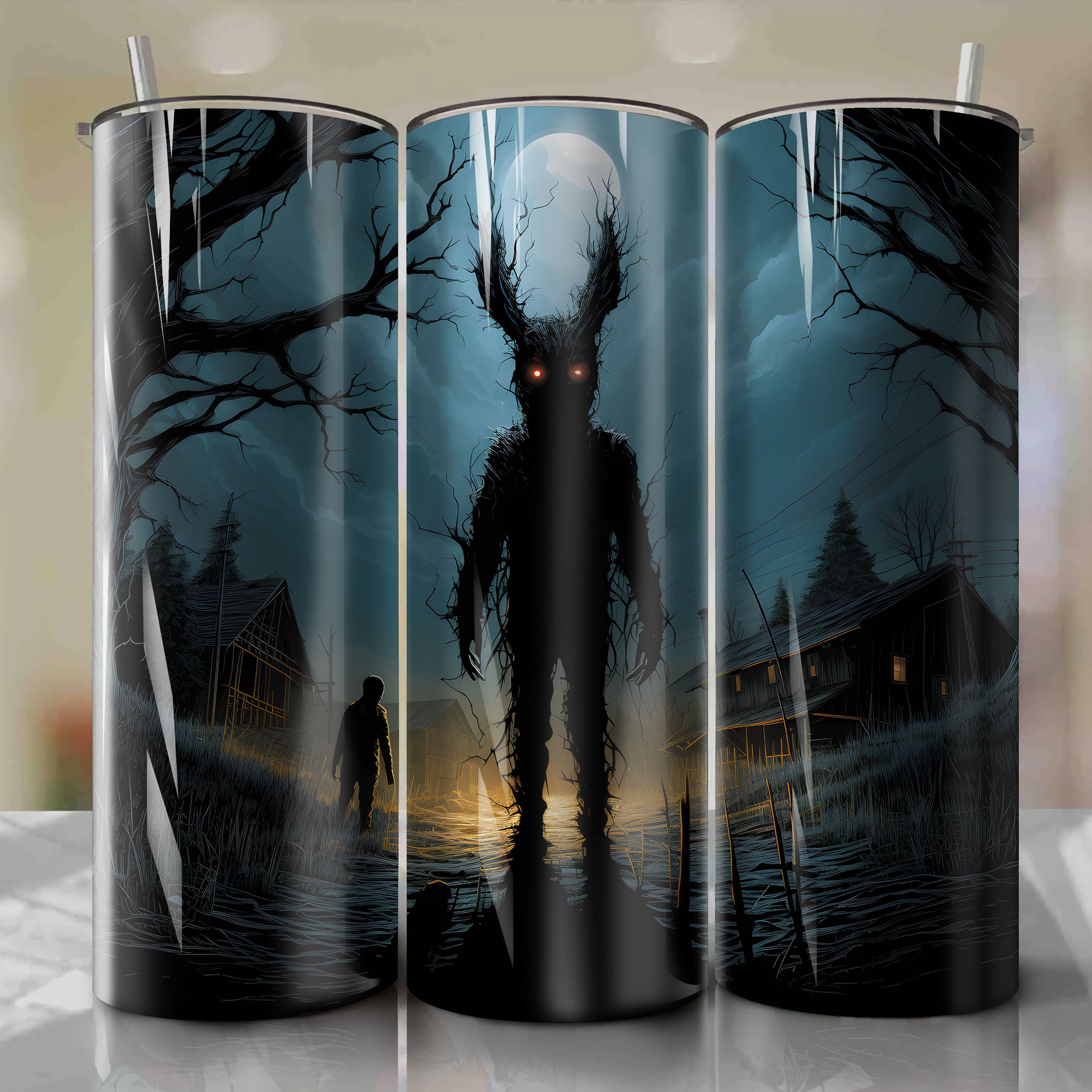 Surreal Suburban Nightmare Tumbler Wrap - 20 oz Straight Tumblers - Darko Rabbit