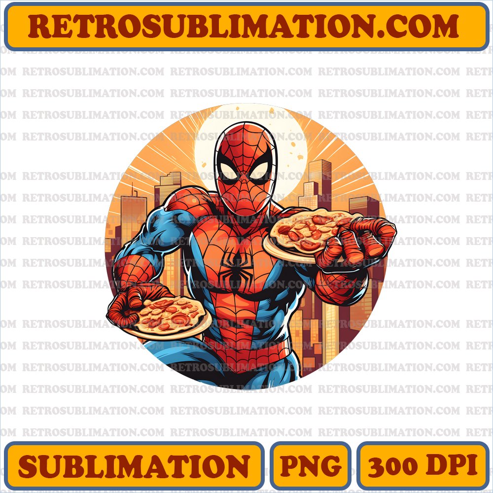 Spider-Man Swinging with Pumpkin Pie - Digital Download - Sublimation PNG
