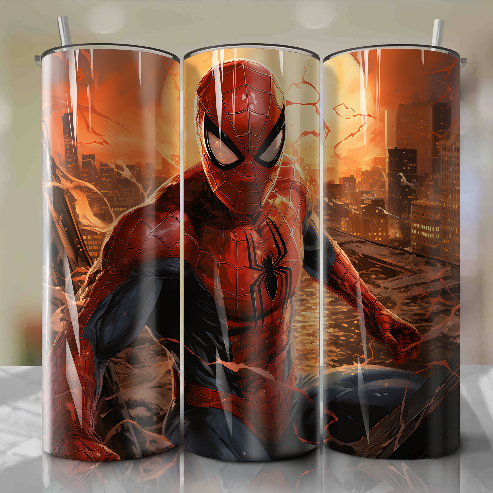 Spider-Man 20 Oz Tumbler Wrap - Marvel's beloved hero swinging into action
