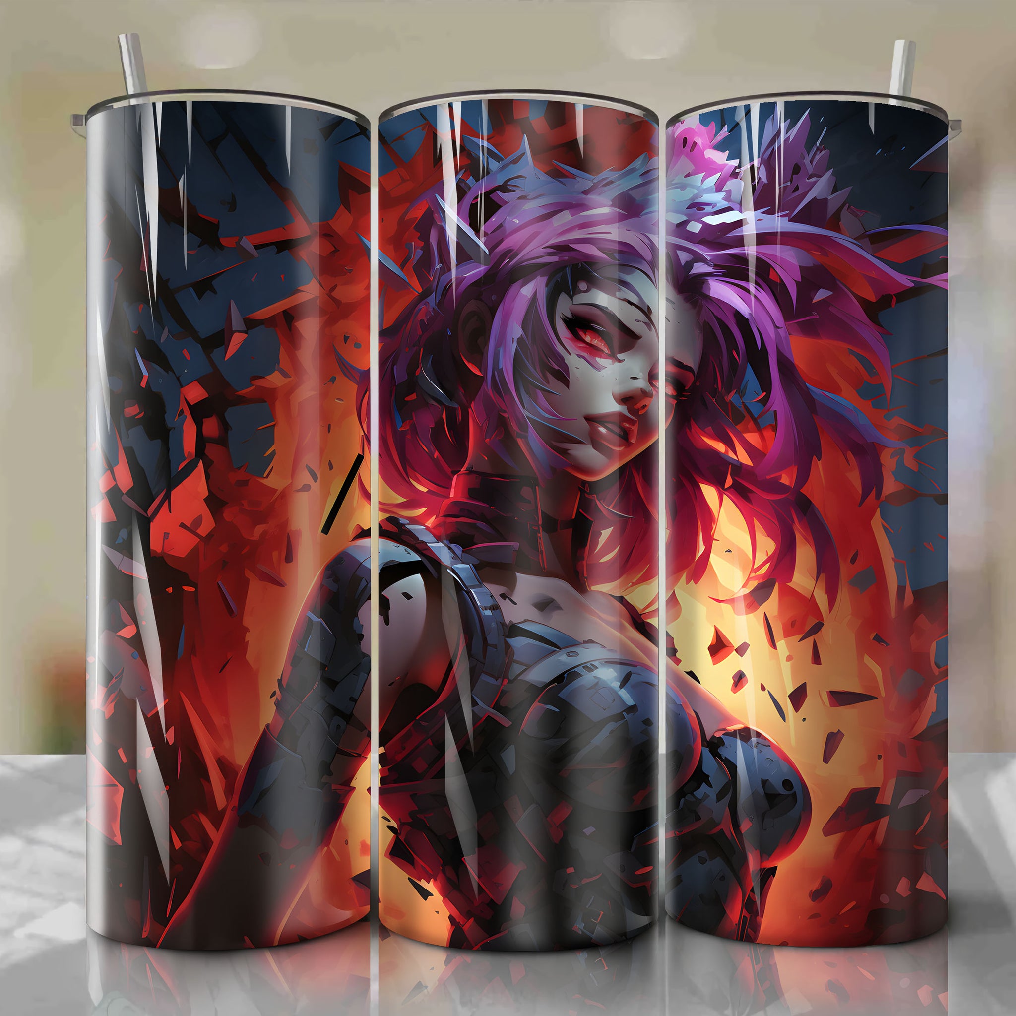 League of Legends 20 Oz Tumbler Wrap - Dynamic Jinx Illustration by Dan Mumford
