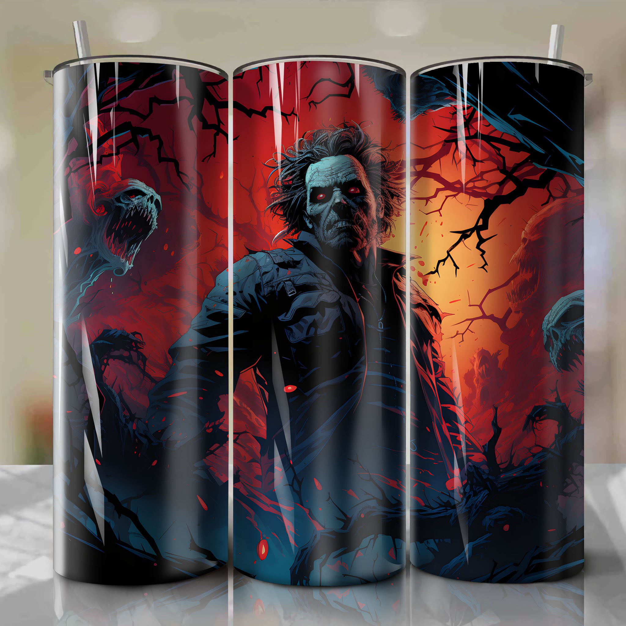 Leatherface 20 Oz Tumbler Wrap - Spooky Halloween Design by Dan Mumford
