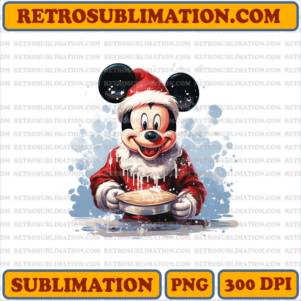 Christmas Mickey Mouse Baking Cookies - Delightfully Festive - High-Contrast Sublimation PNG Download
