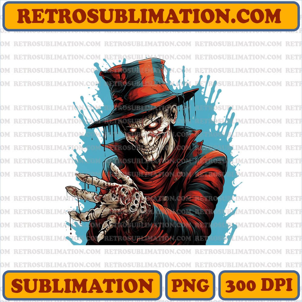 Freddy Krueger Nightmare Stripes - Sinister Cartoon PNG Digital Download
