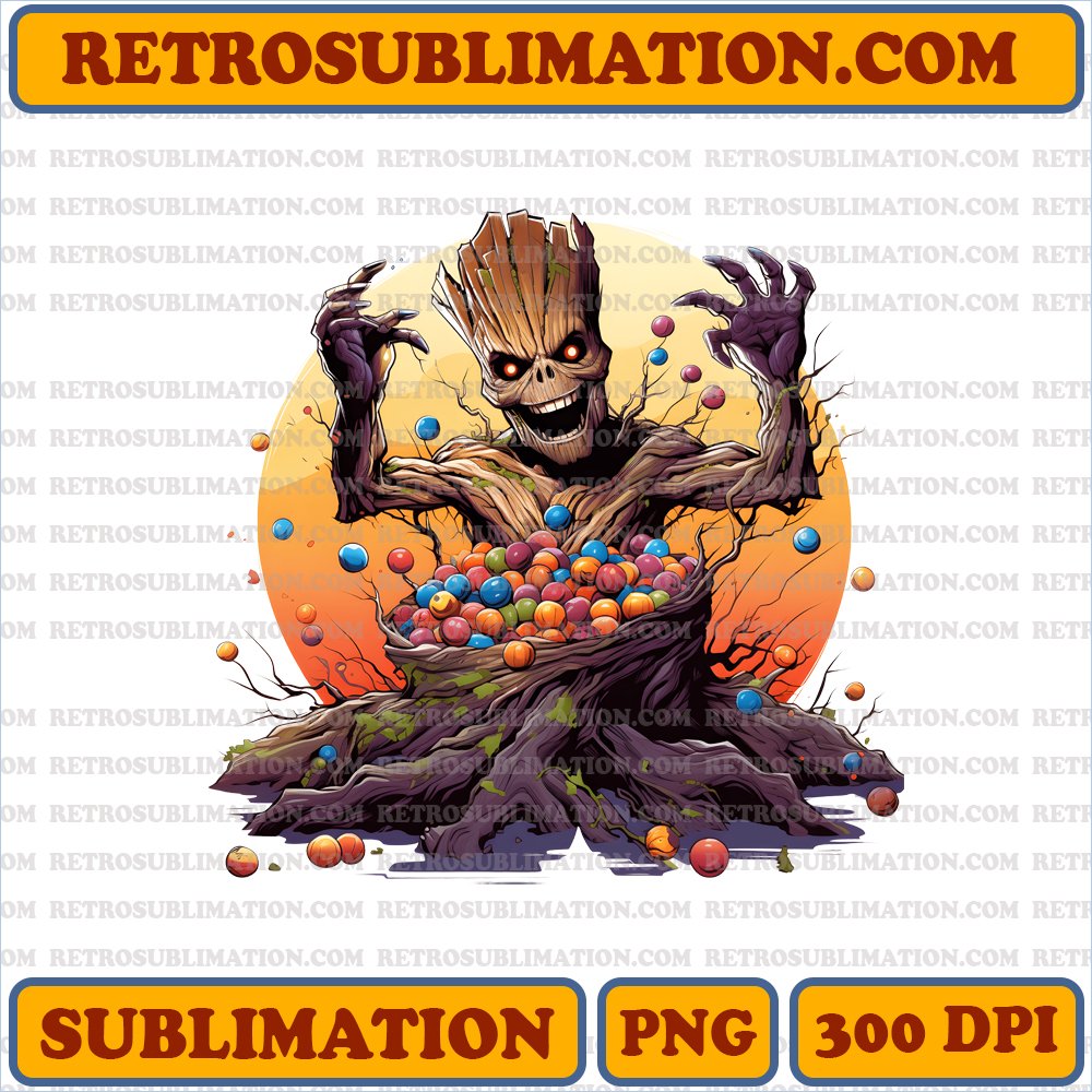 Stretching Groot - Mysterious Candy Halloween PNG Digital Download
