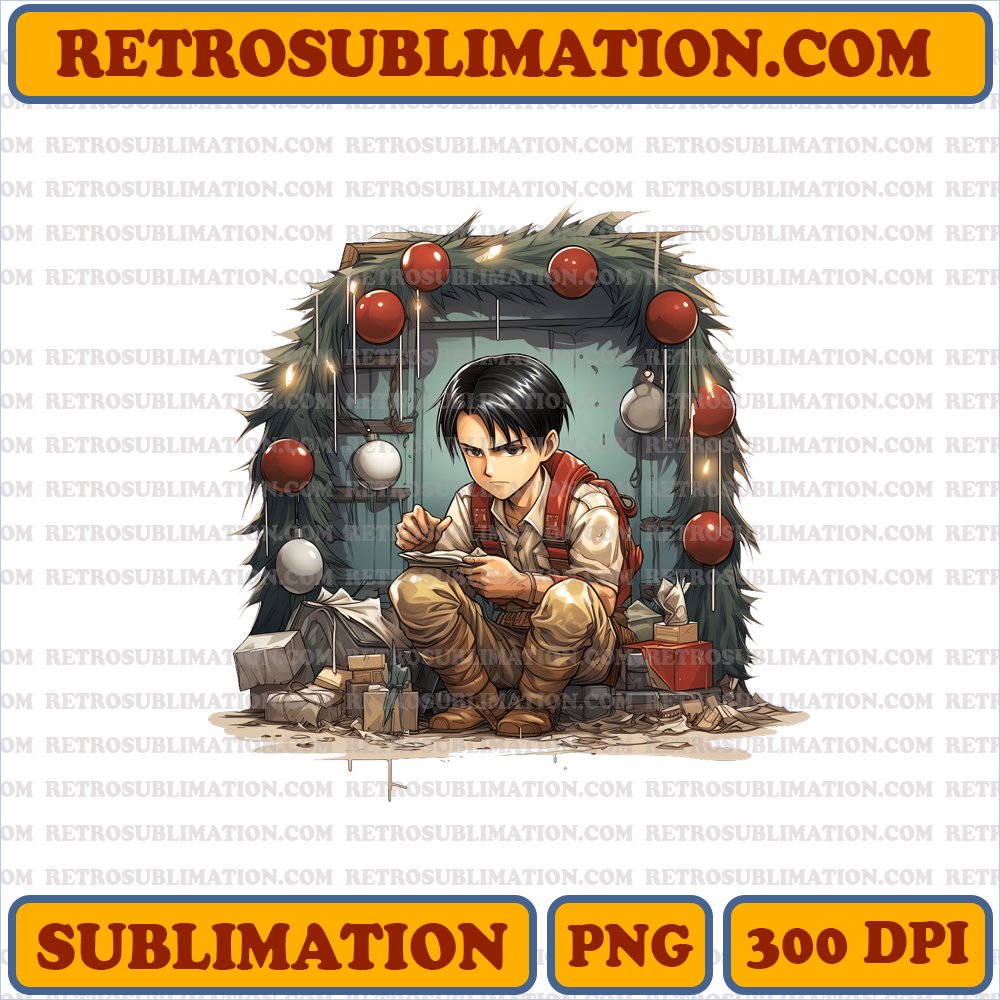 Christmas Levi - Attack on Titan - Meticulously Clean Decoration - Sublimation PNG Digital Download
