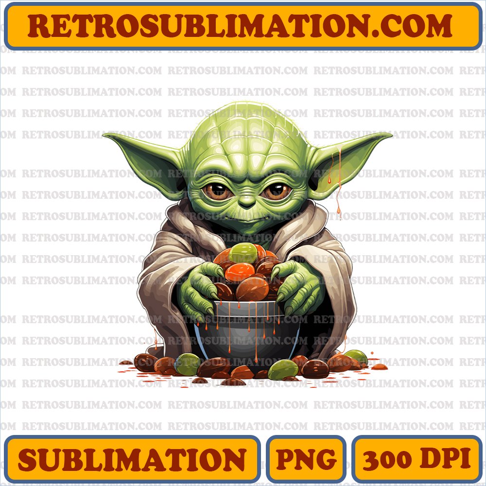 Incredible Baby Yoda Levitating Halloween Candy - Sublimation PNG Digital Download
