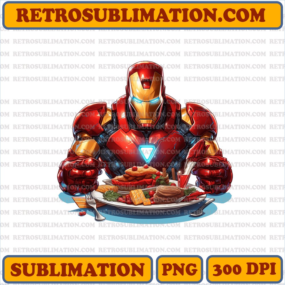 Christmas Iron Man Marvel Feast Pose - Cartoon Sublimation PNG Digital Download
