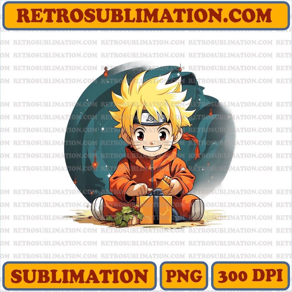 Christmas Naruto Uzumaki Unwrapping Ramen - Festive Sublimation PNG Digital Download
