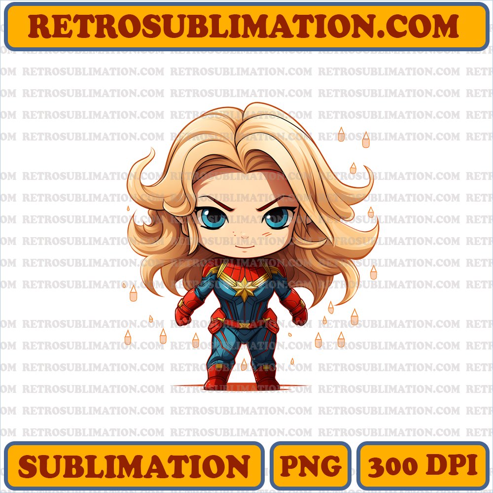 Chibi Cosmic Dance - Captain Marvel PNG Digital Download
