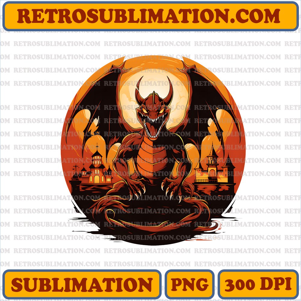 Fierce Guardian - Bootleg Style Charizard PNG Digital Download - Haunted Castle Sublimation Art
