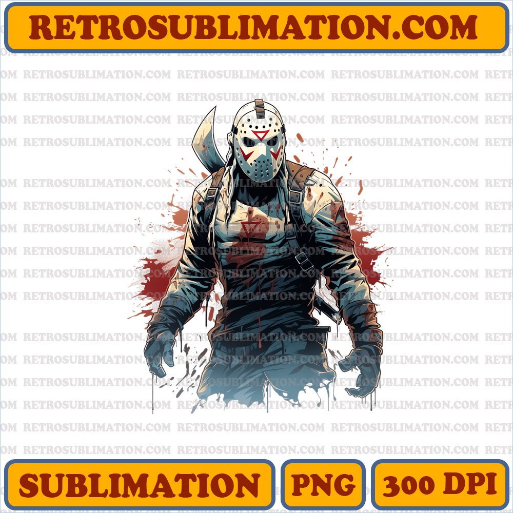 Jason Voorhees Hockey Mask - Relentless Killer - Cartoon PNG Sublimation Download
