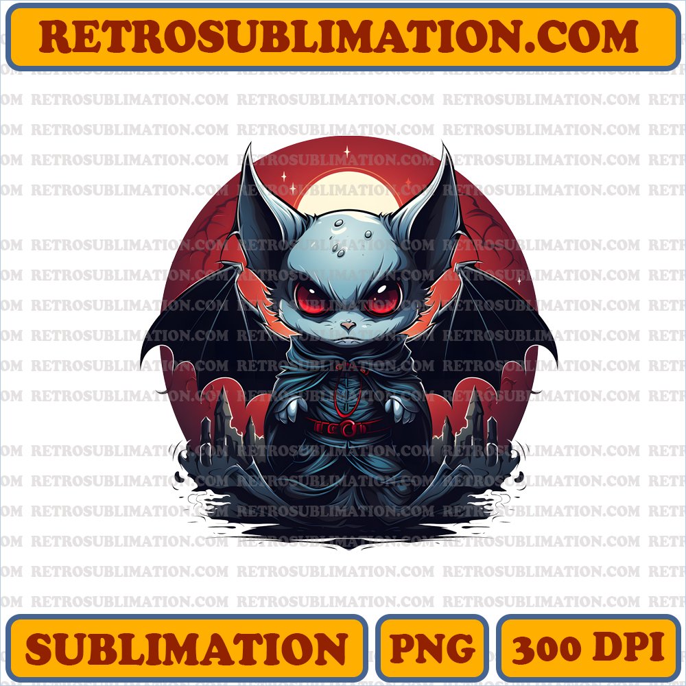 Fierce Chibi Pazuzu - Sublimation PNG Digital Download - Unique & Creative Bat Winged Character - Bootleg Style - Primary Colors - Typography 10
