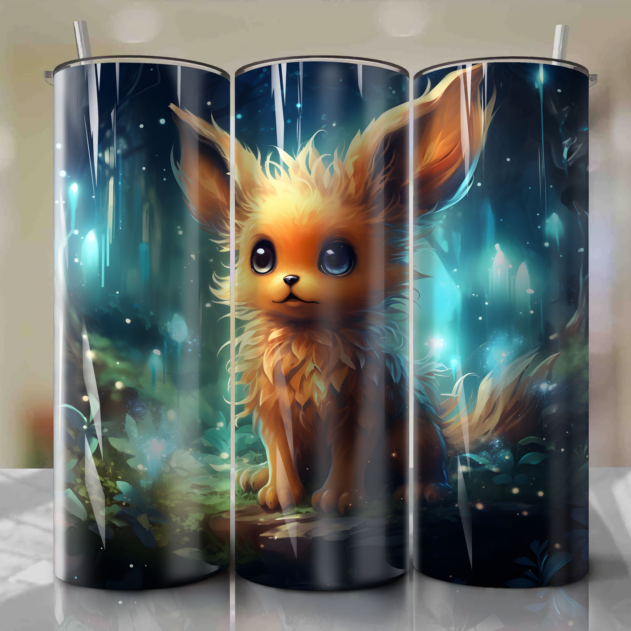 Adorable and Versatile Pokémon Eevee - Embrace the Wonder of Evolution with this Captivating 20 Oz Tumbler Wrap
