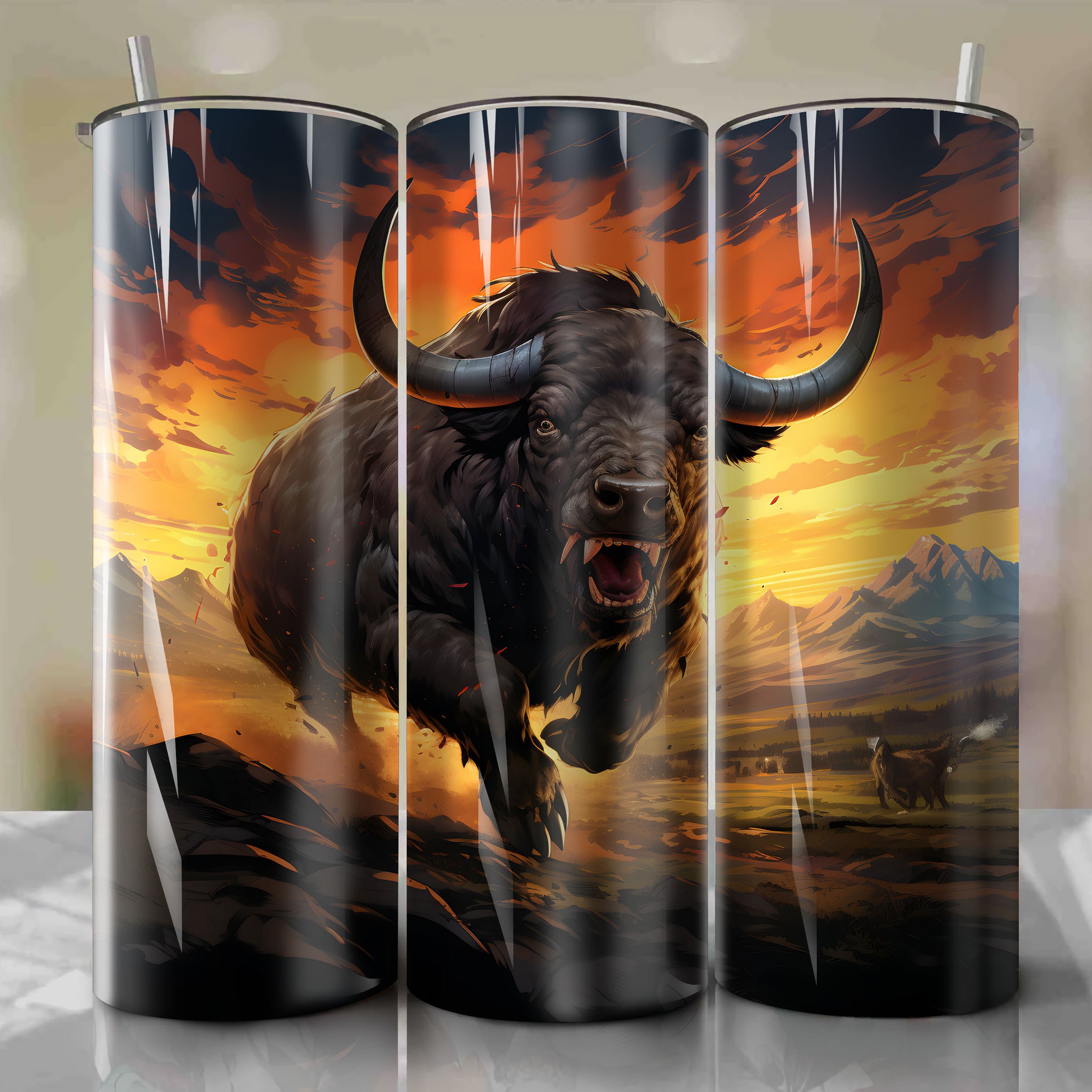 Tauros Stampede: A Wild and Energetic 20 Oz Tumbler Wrap
