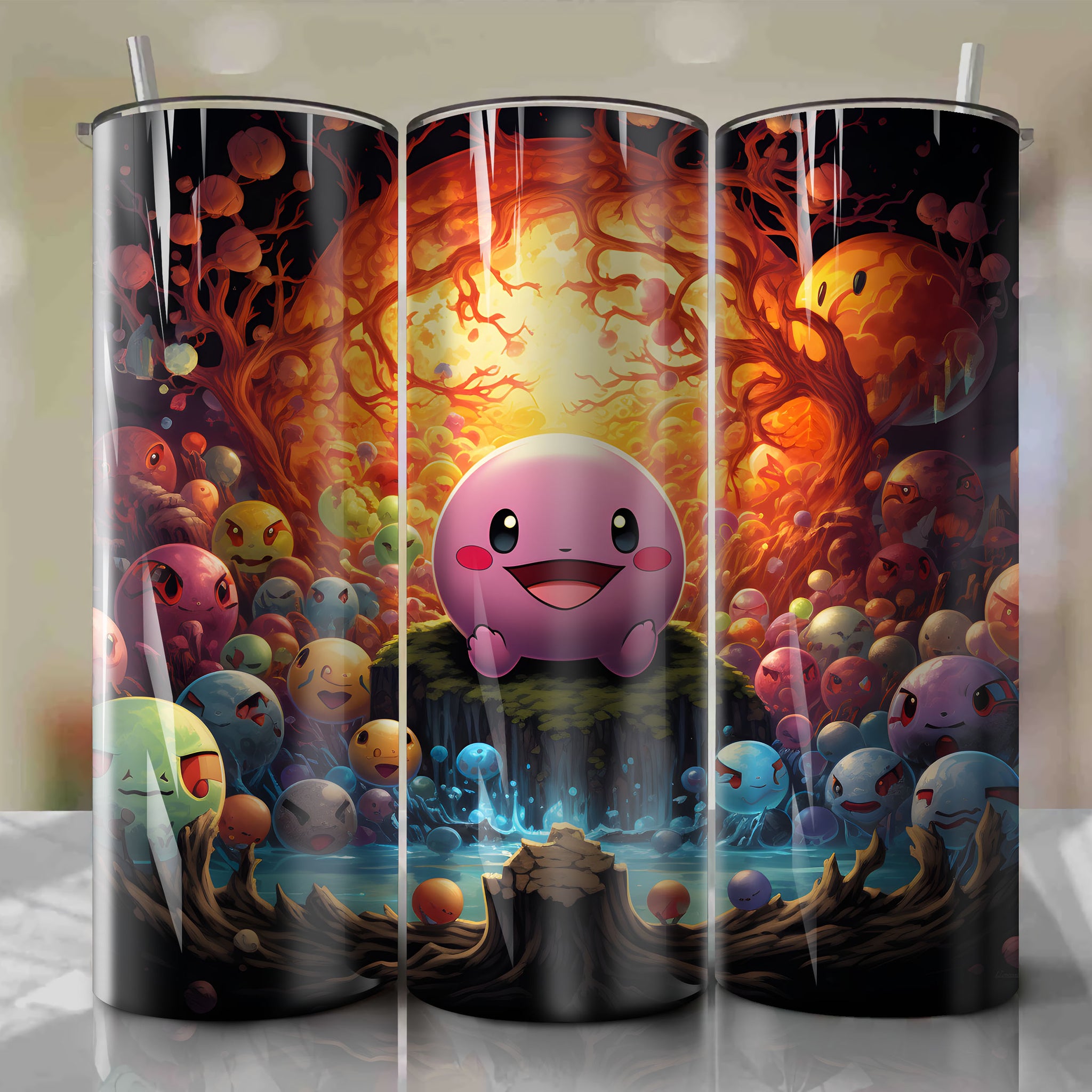 Vibrant Artistic Digital Painting of Exeggcute: A Joyful and Playful Scene
