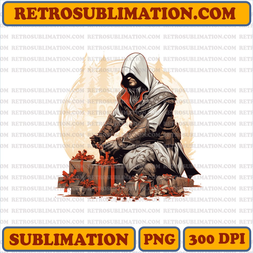 Assassins Creed Christmas - Ezio Auditore - Sublimation PNG Digital Download
