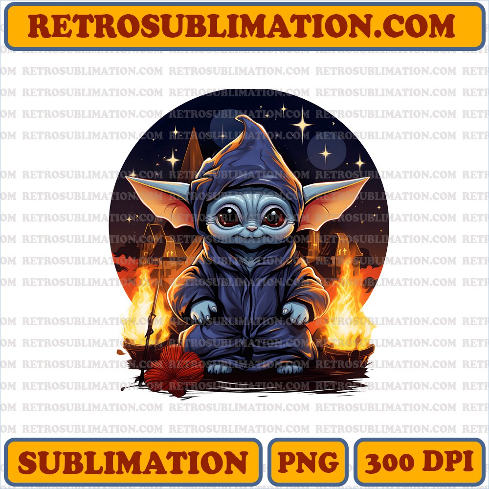 Baby Yoda Halloween Fireworks - Digital Download PNG Sublimation
