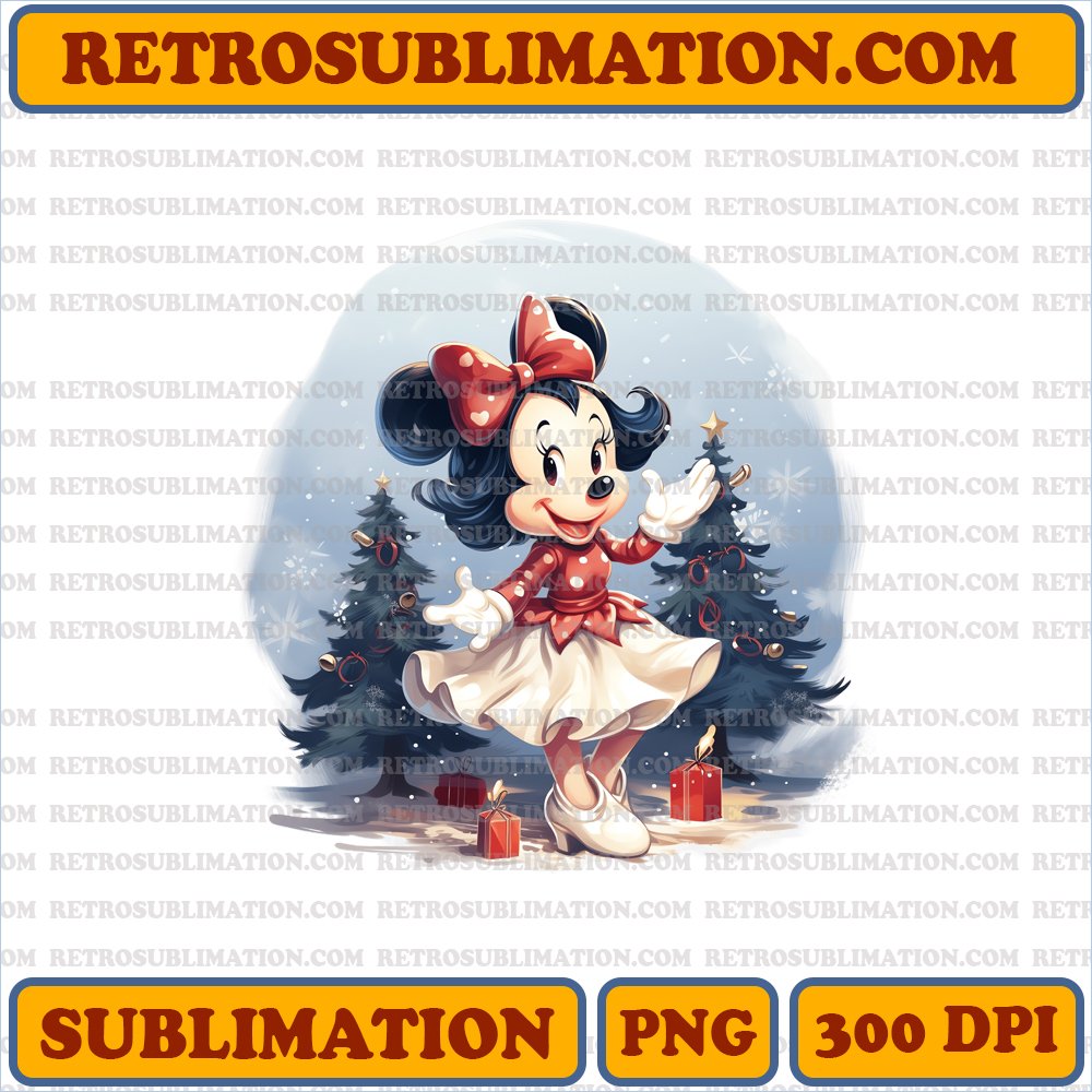 Minnie Mouse Christmas Tree Topper - Cheerful Leap - Sublimation PNG Digital Download
