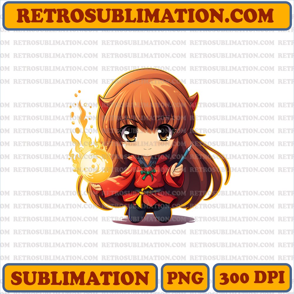 Playful Chibi Asuka - Magical Wand Spells PNG Digital Download
