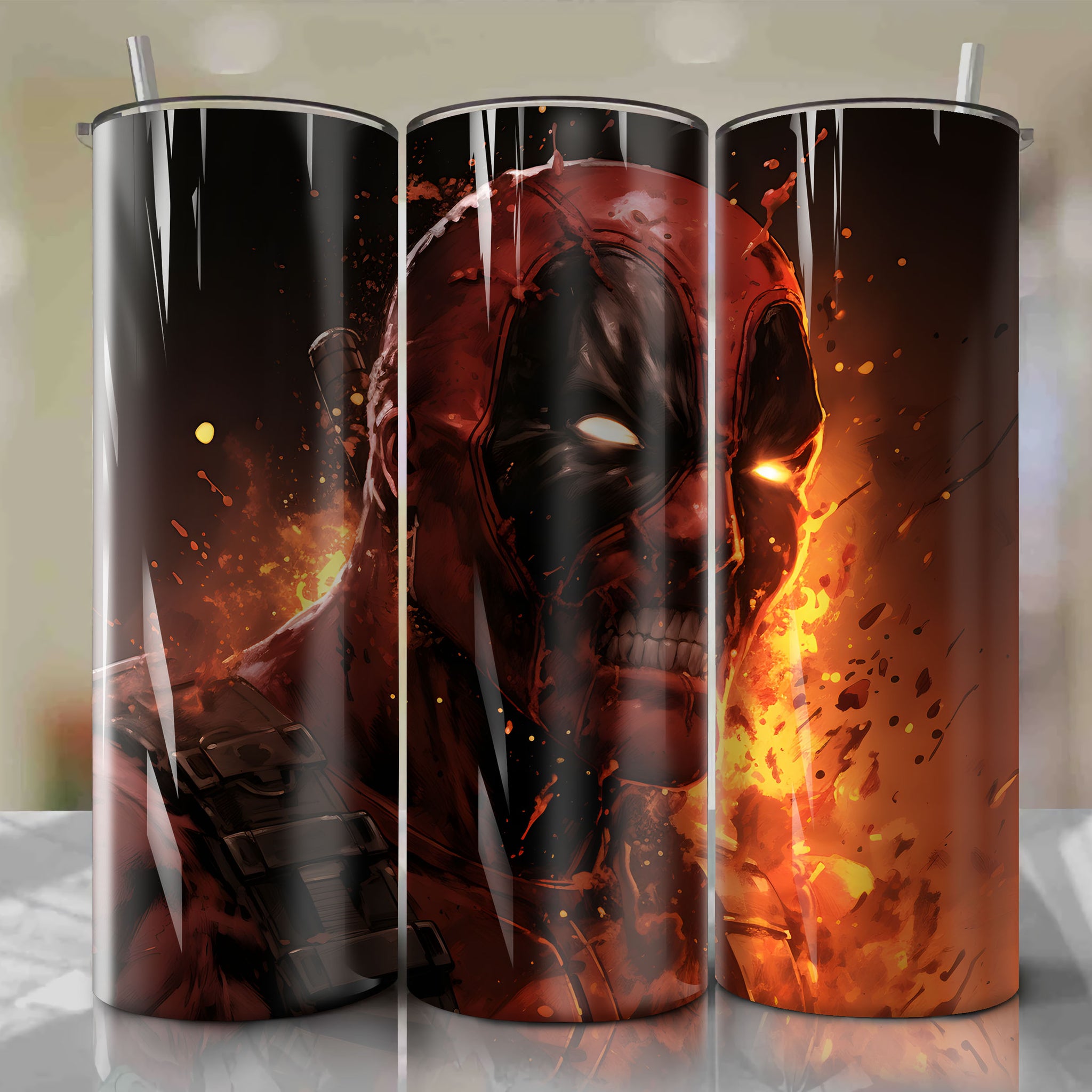 Deadpool 20 Oz Tumbler Wrap - Embodying Dark Humor in Stunning Comic Book Art Style
