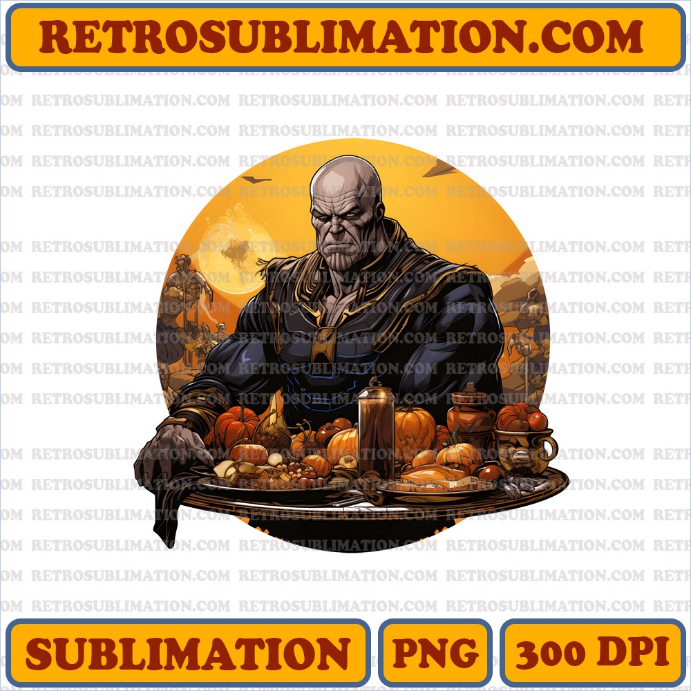 Commanding Thanos and His Black Order Feast - Bootleg Style Sublimation PNG Digital Download
