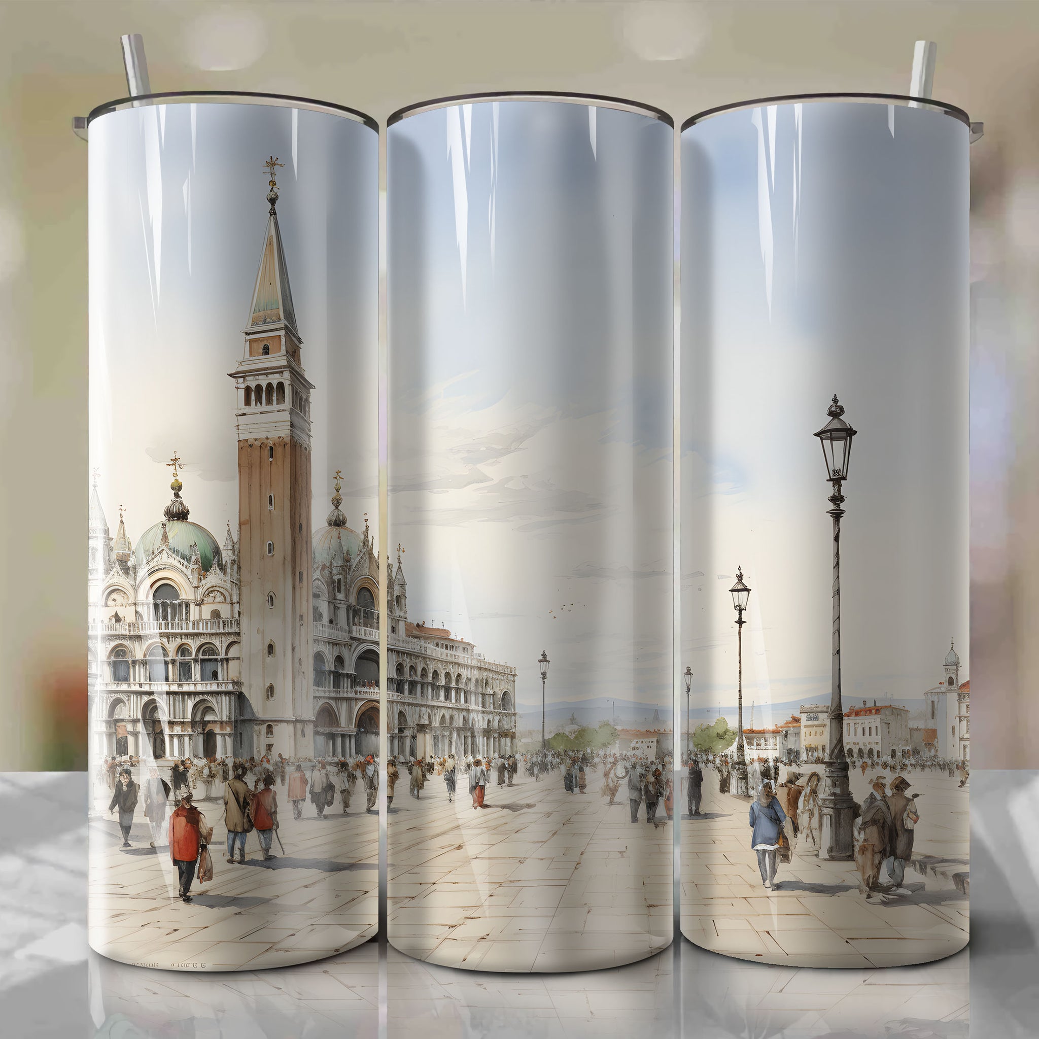 Autumn Landscape at St. Mark's Square, Italy: Clear Sky, Tumbler Wrap
