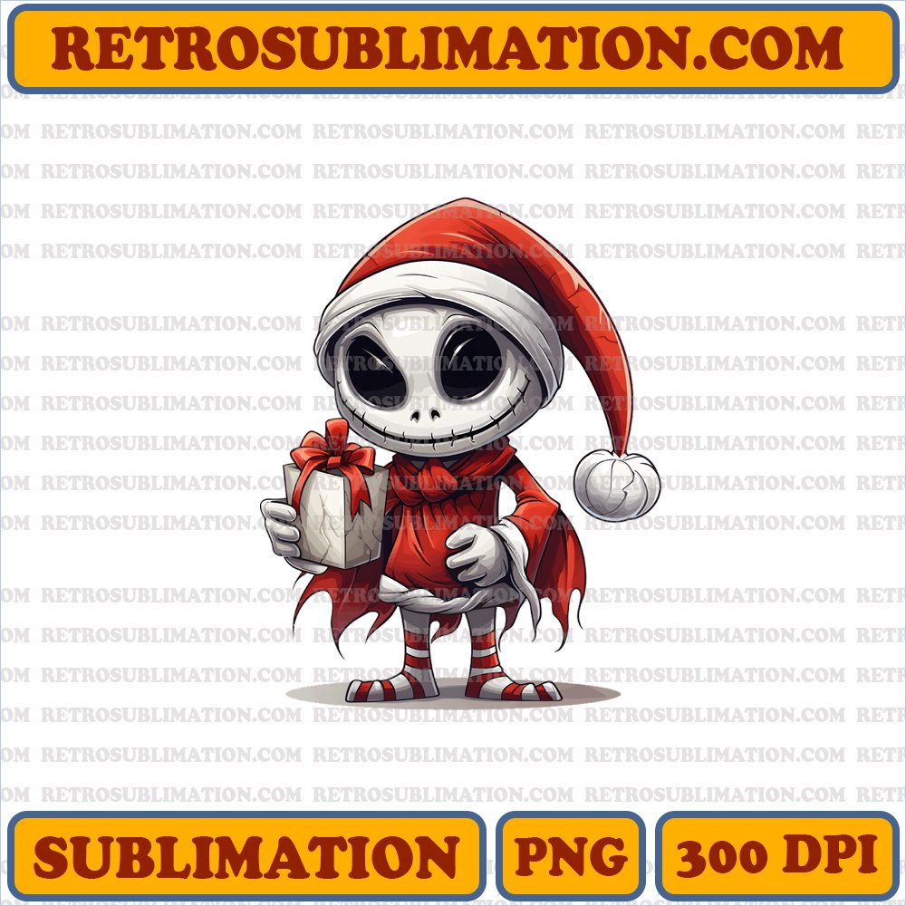 Spooky Santa - Jack Skellington in his 'Sandy Claws' Outfit - Digital PNG Download
