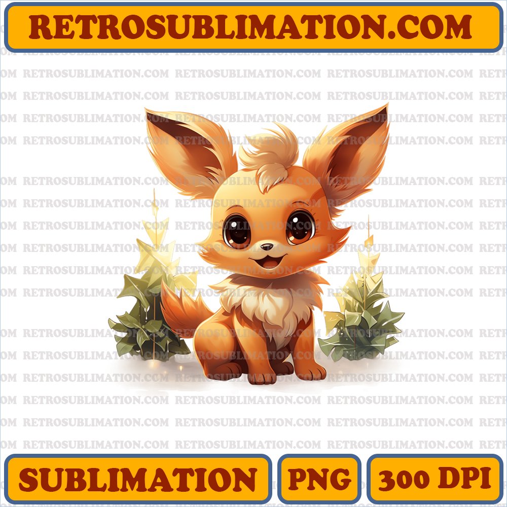 Energetic Eevee Christmas Joy - Cartoon PNG Sublimation Download
