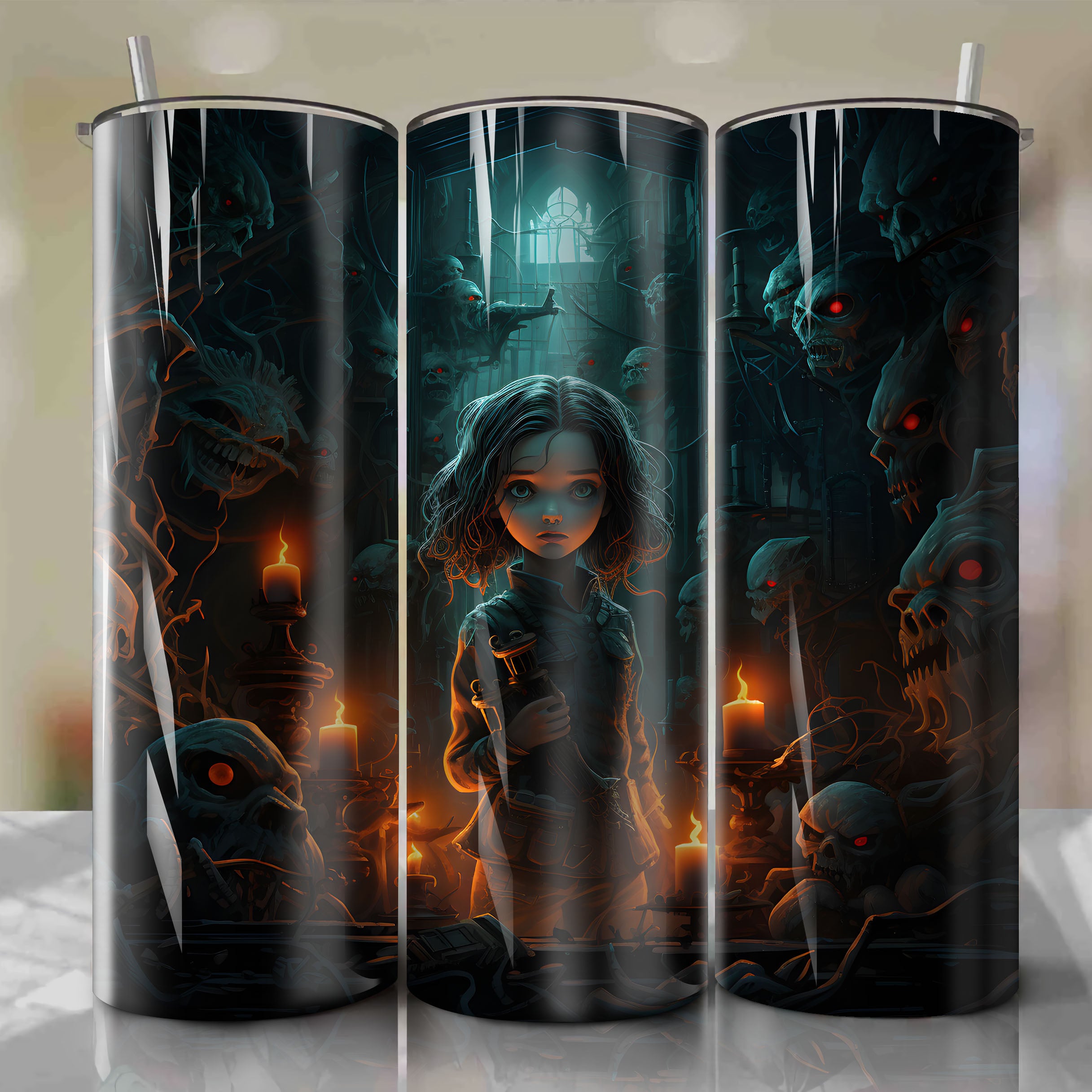 20 Oz Tumbler Wrap - Menacing Annabelle Doll Escape in Haunting 3D Ill