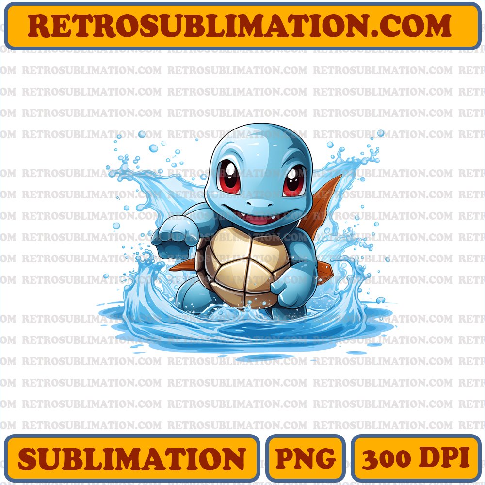 Determined Squirtle - Thanksgiving Water Race | Cerulean Gym | Bootleg Style PNG Digital Download
