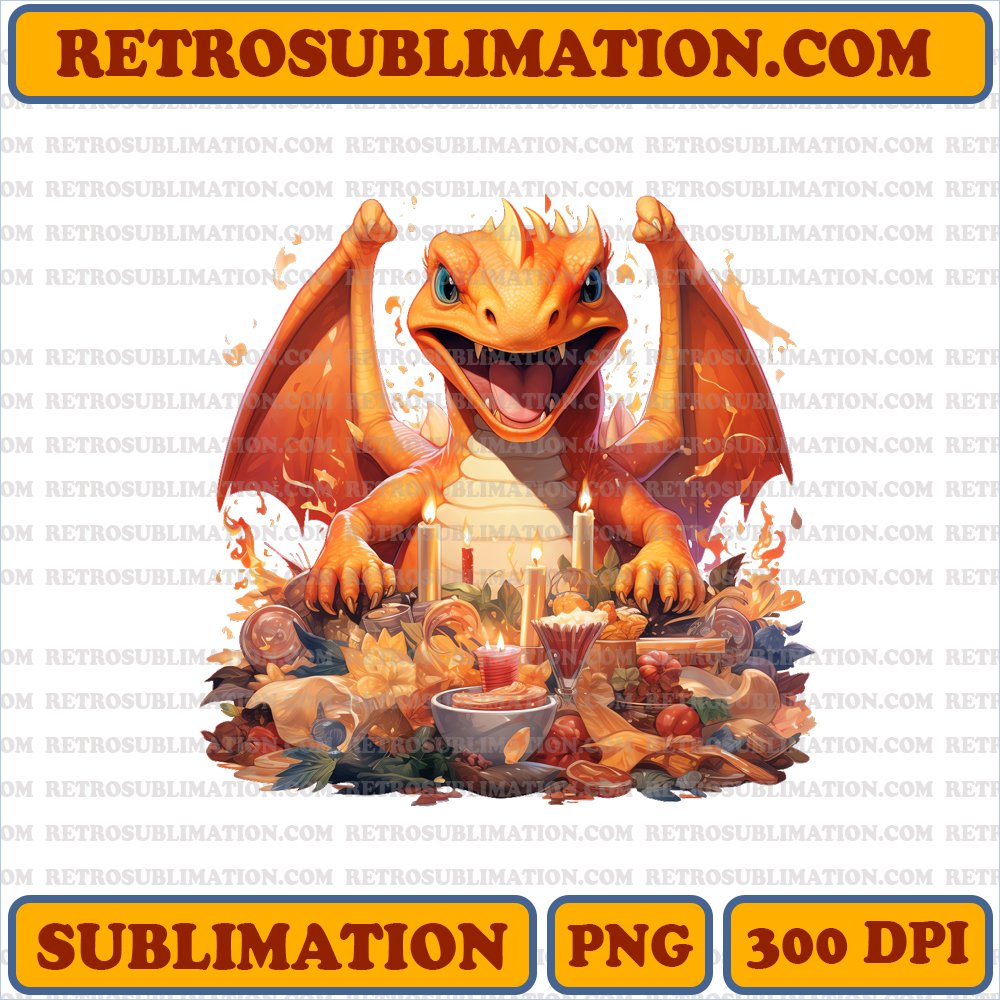 Charizard Candlelight Celebration - Holiday Edition - Flaming PNG Digital Download
