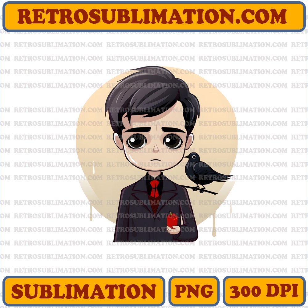 Thoughtful Norman Bates - Psycho Chibi - Bootleg Style PNG Digital Download
