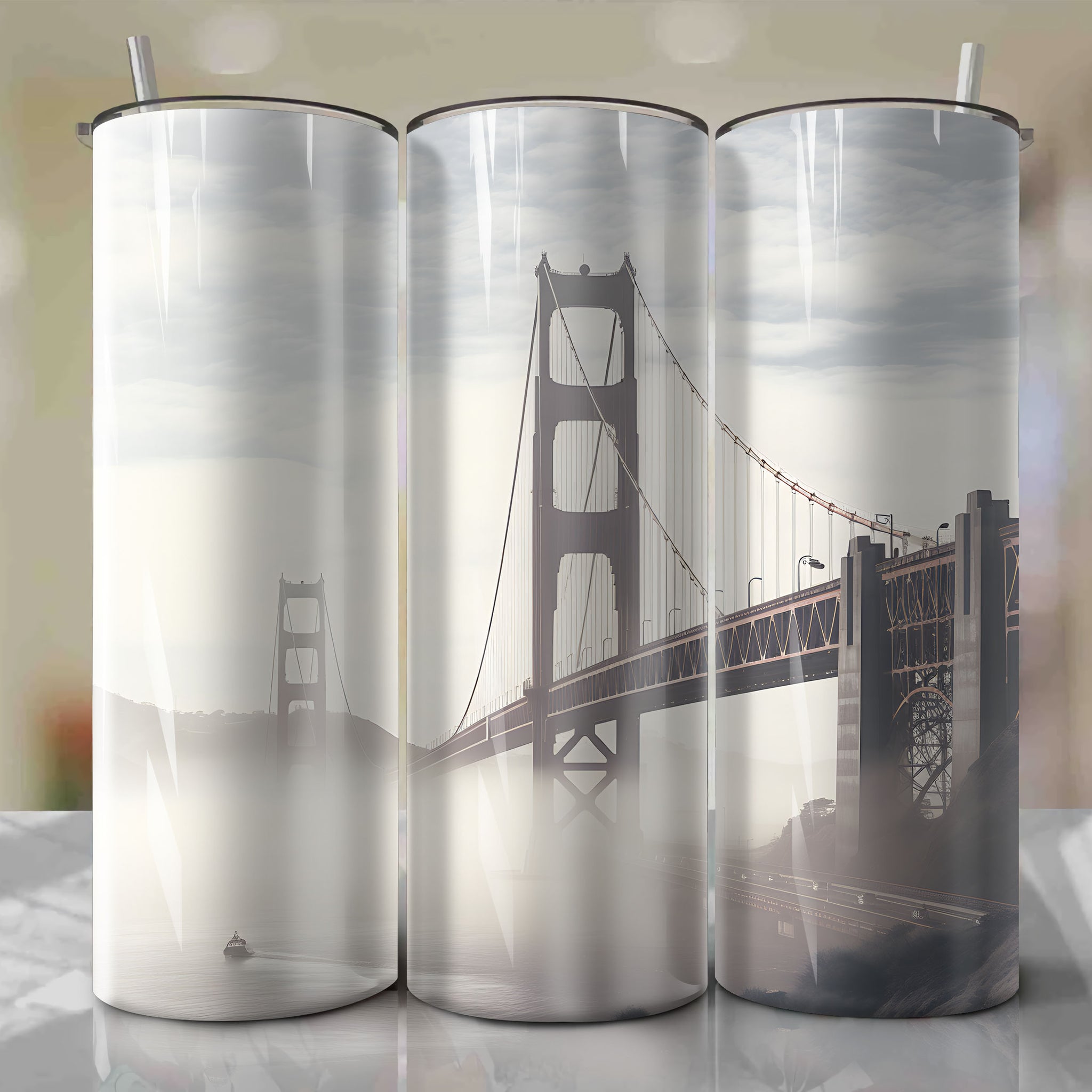 Foggy Autumn Morning: Golden Gate Bridge Tumbler Wrap
