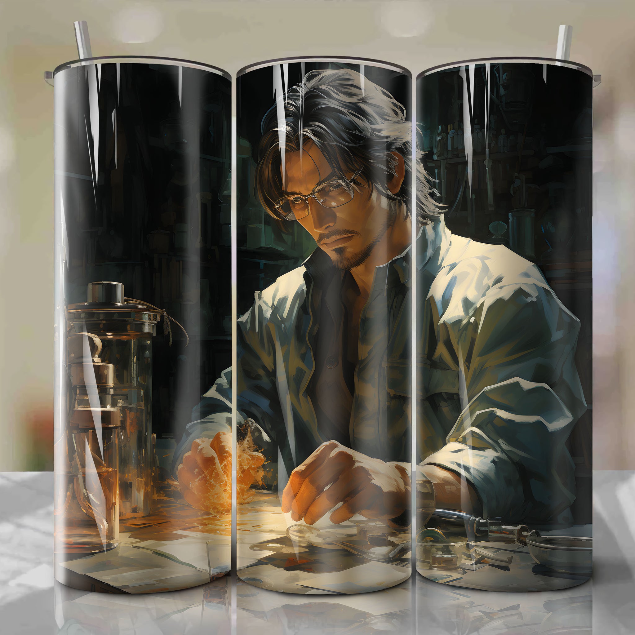 Genius Engineer Otacon Works on a New Invention: 20 Oz Tumbler Wrap by Masamune Shirow
