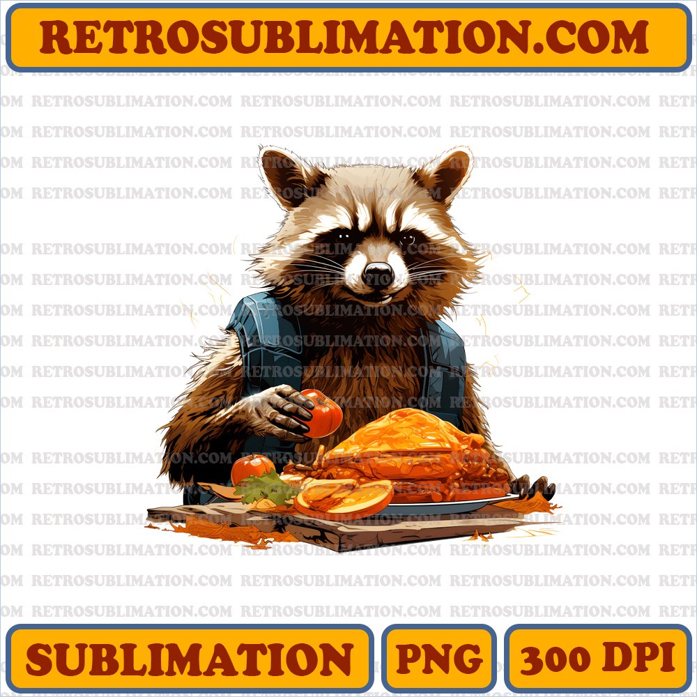 Rocket Raccoon & Groot Thanksgiving PNG Digital Download - Laser Gun Carving Amusement
