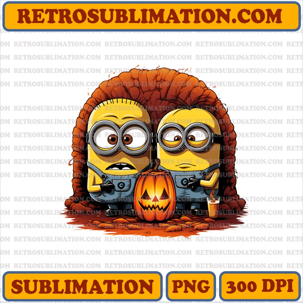 Terrifying Minions Watching Scary Movie - Halloween Bootleg PNG Digital Download
