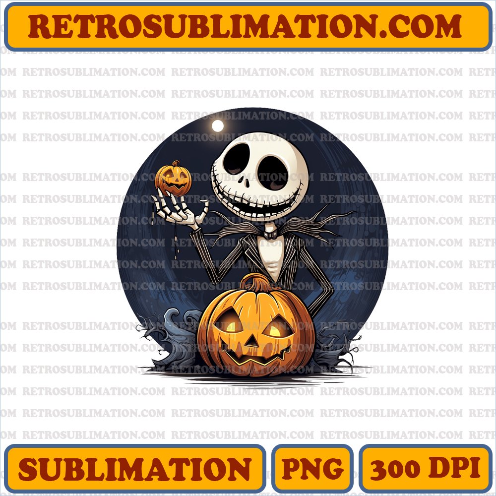 Christmas Jack Skellington - Pumpkin Tree Topper - Whimsical Sublimation PNG Download
