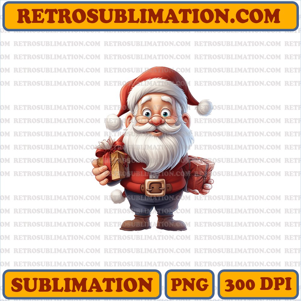 Miser Brothers Santa Giving Gifts - Christmas Cartoon - Joyful Sublimation PNG
