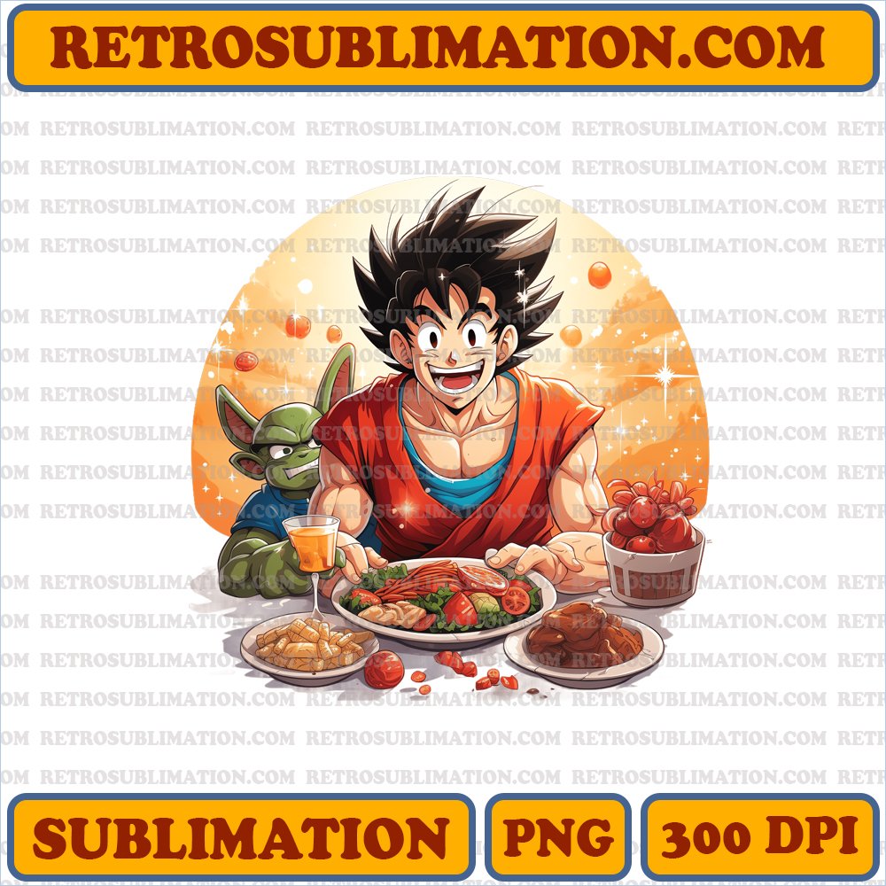 Christmas Son Goku - Dragon Ball Friends Feast - Vibrant Cartoon Sublimation PNG
