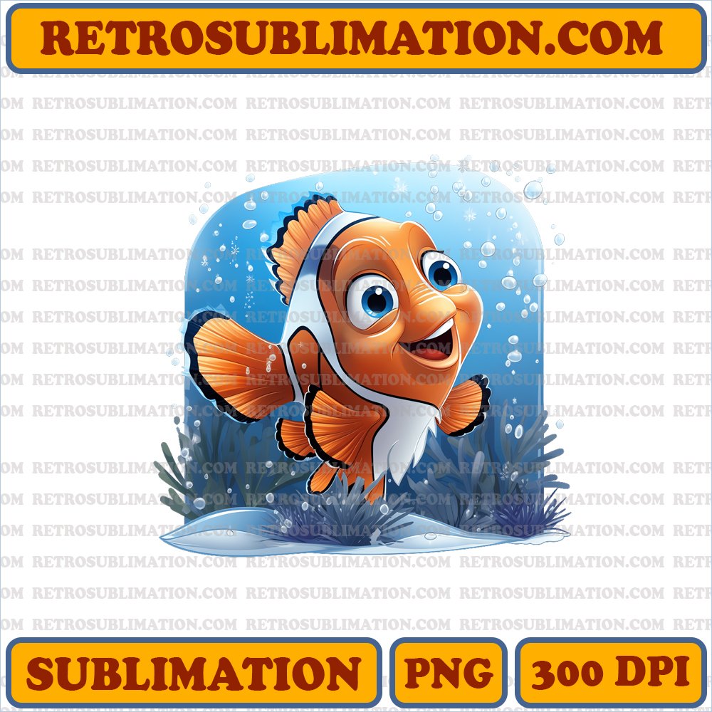 Christmas Nemo - Snowfall Serenity - Vibrant Sublimation PNG Download
