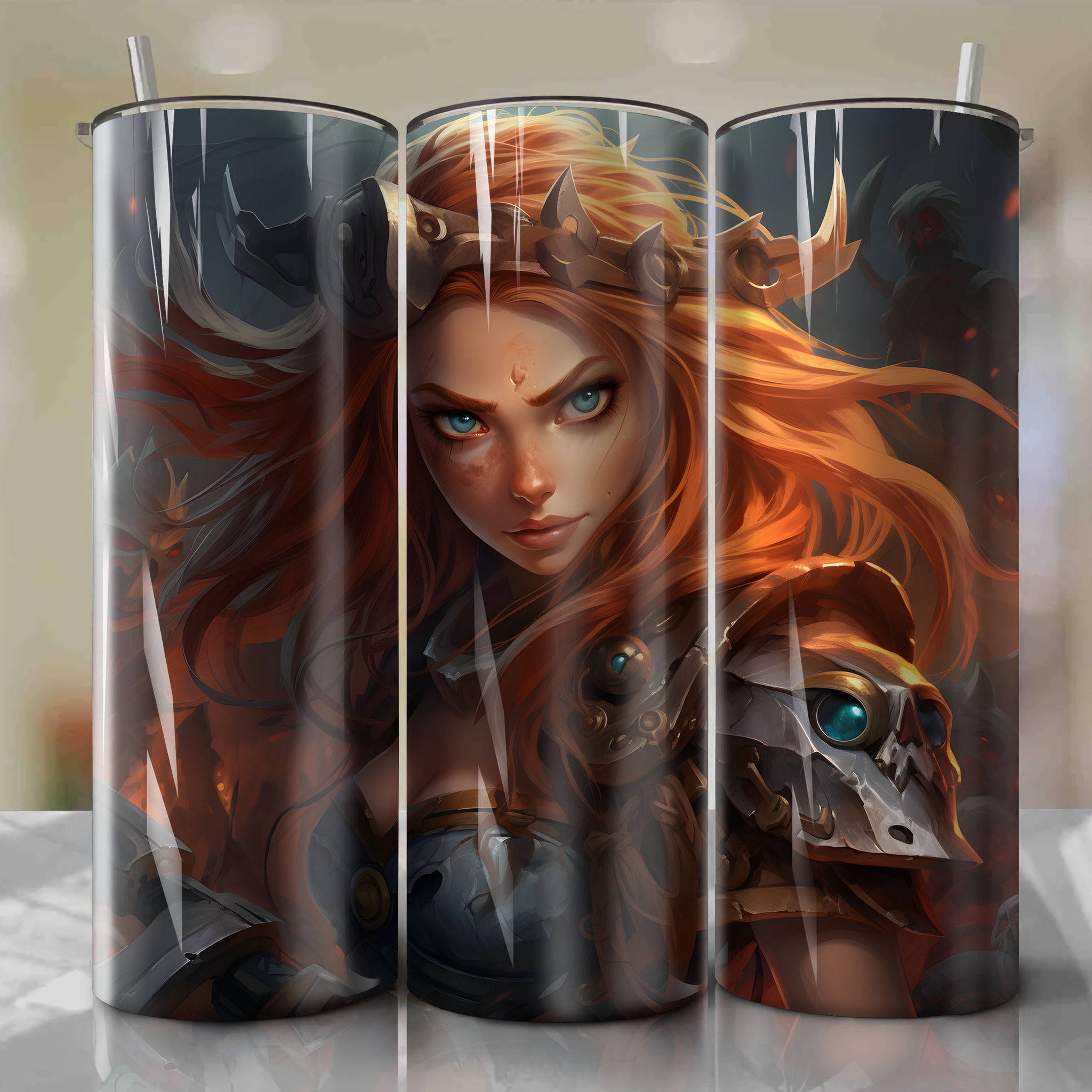 20 Oz Tumbler Wrap - Vibrant Viking Artwork for a Fearless Battle-Ready Feeling
