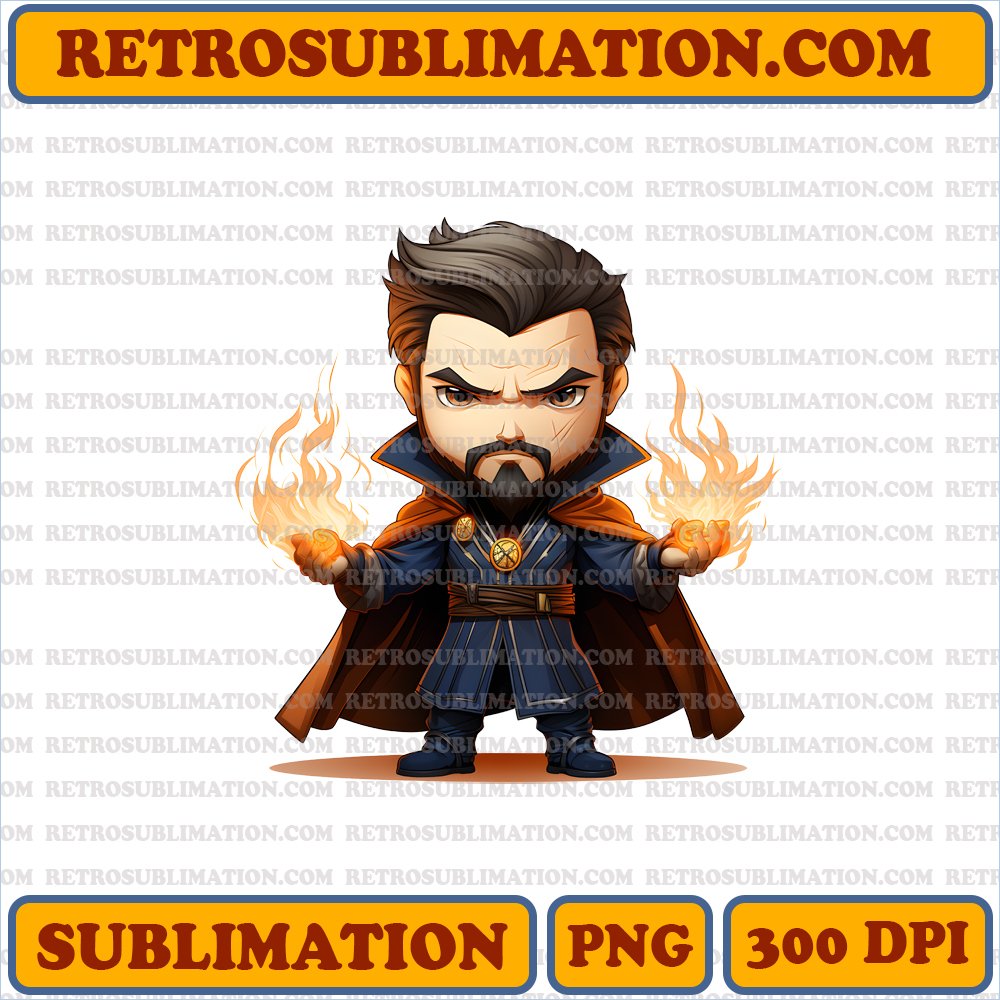 Playful Chibi Doctor Strange Sublimation PNG - Time Loop Magic Digital Download
