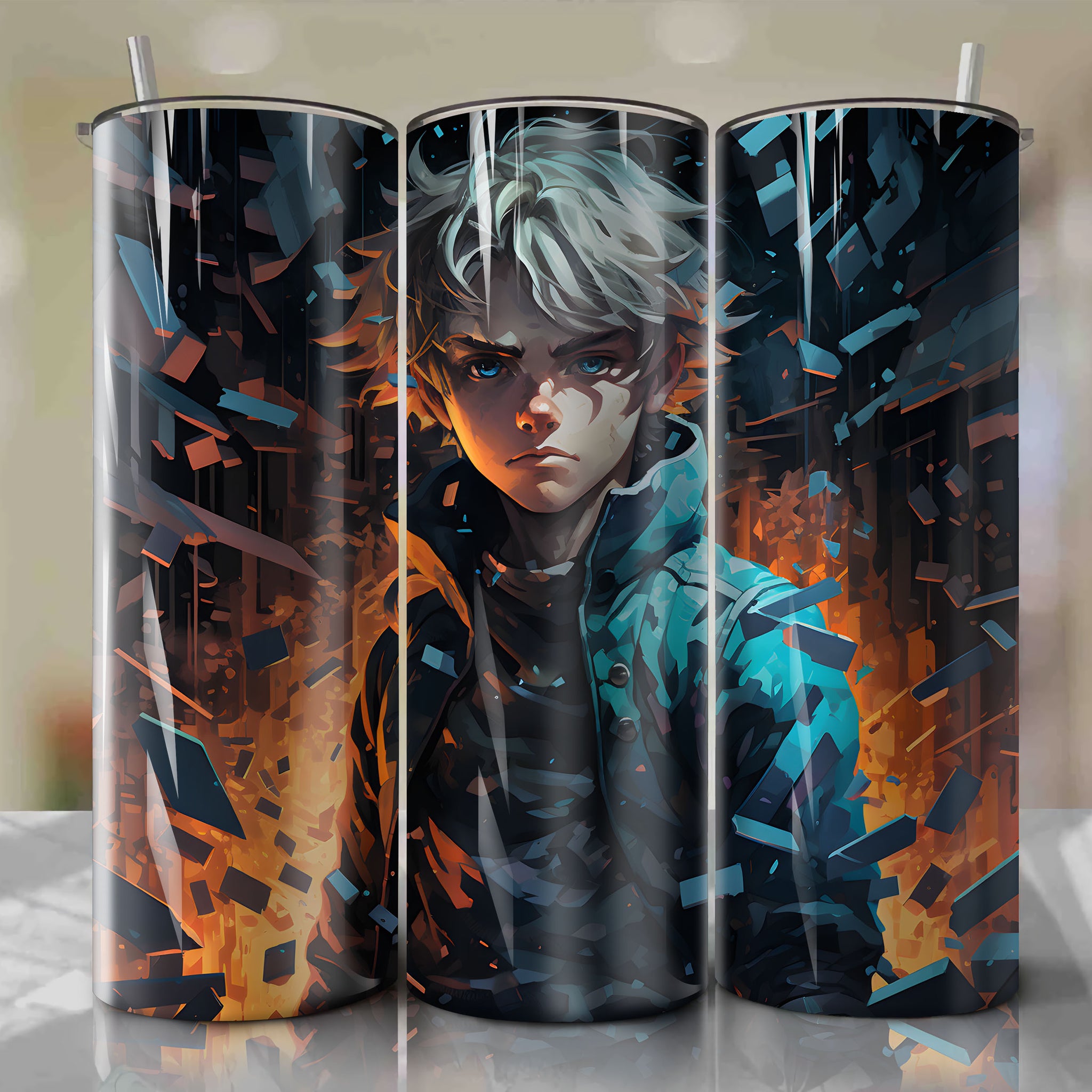 League of Legends Ezreal 20 Oz Tumbler Wrap - Skillful Shattered Barrier Design by Dan Mumford
