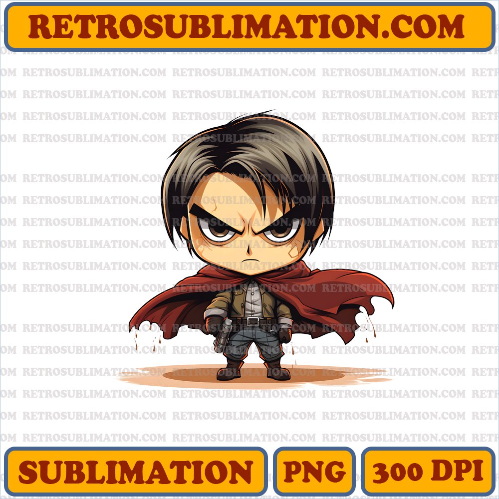 Halloween Titan Hunt - Chibi Levi - Stern-Faced Bootleg Style PNG Digital Download - Sublimation
